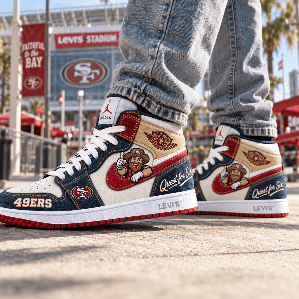 SF49 Premium Denim Embroidered High-Top Sneakers NTNA